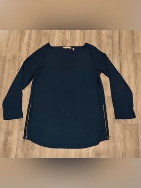 Soft Surroundings Size Small Zip Side Blouse Top Blue
